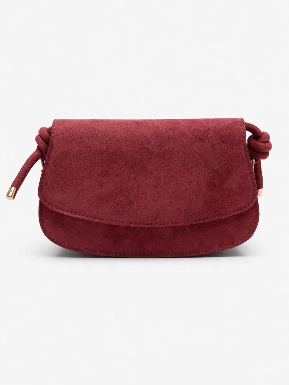 Suede Flap Crossbody Bag in Deep Burgundy